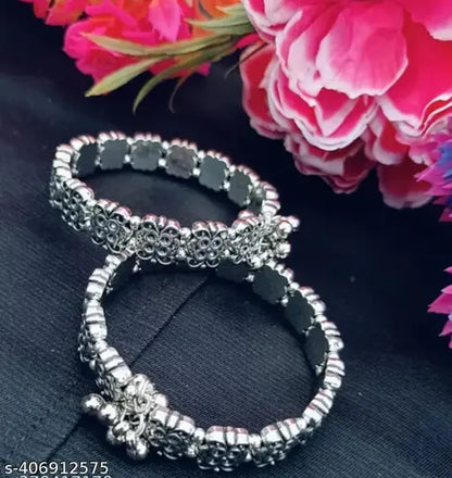 Silver Sterling Silver Kada  (Pack of 2)