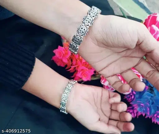 Silver Sterling Silver Kada  (Pack of 2)